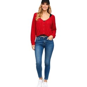 Forever 21 Red Button-Up Cardigan. Size L.